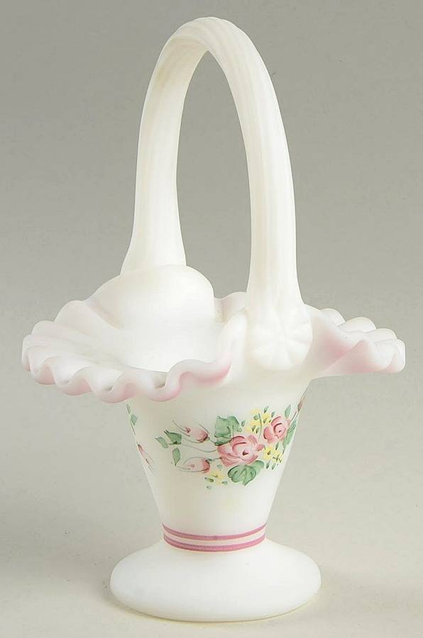 Rose Garden #2737 7" Basket by Fenton-1