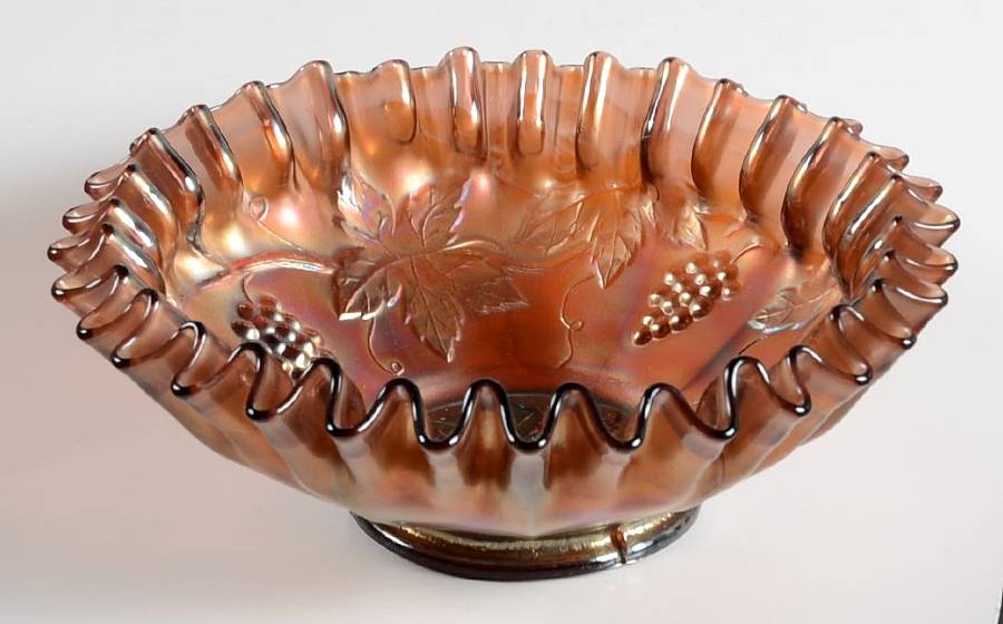 Vintage Amethyst (Carnival, Older) 8" Round Crimped Bowl by Fenton-1