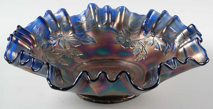 Ragged Robin Blue (Carnival) 8" Round Crimped Bowl by Fenton-1