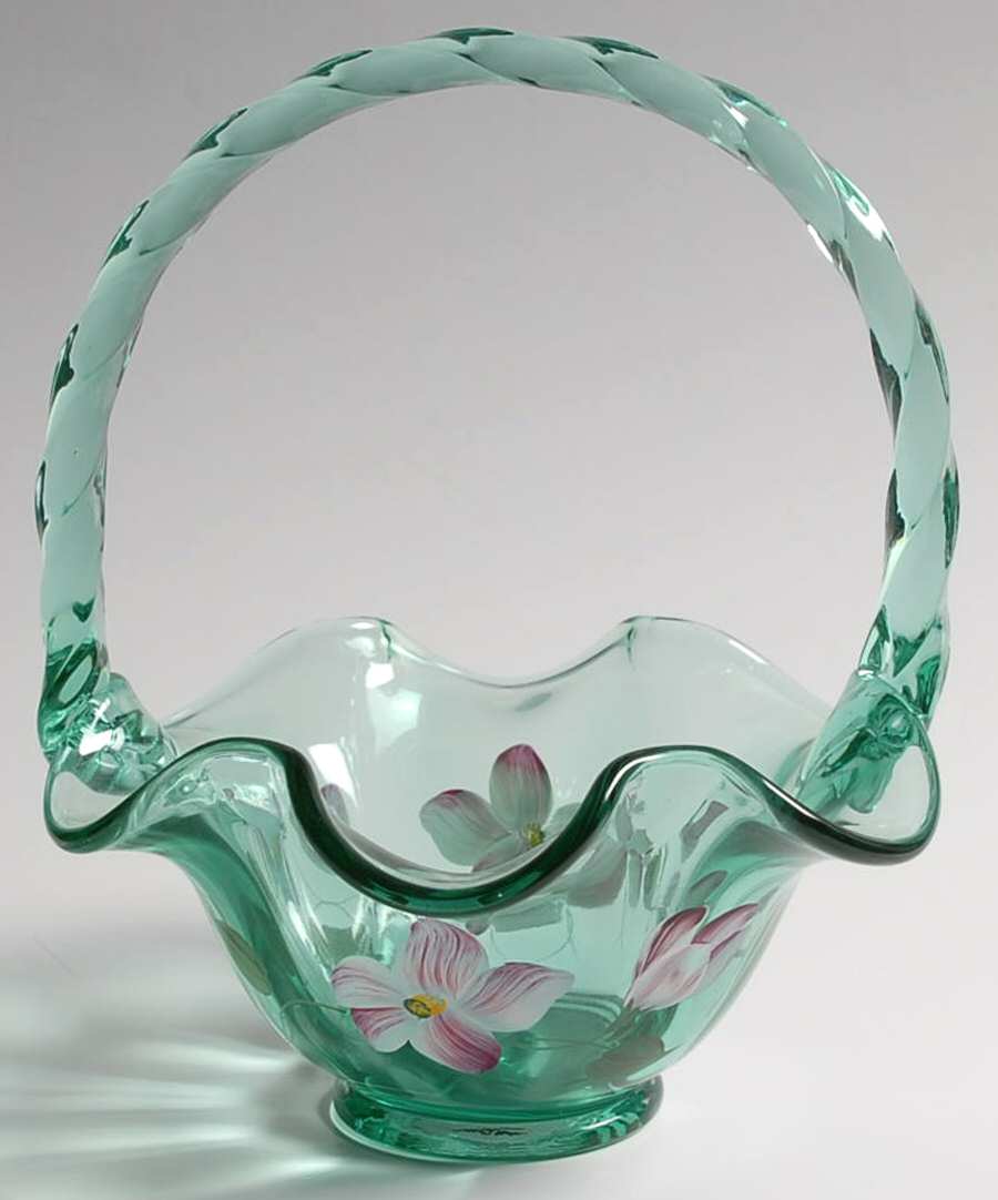 Vining Garden Sea Mist Green #2766 7" Basket by Fenton-1
