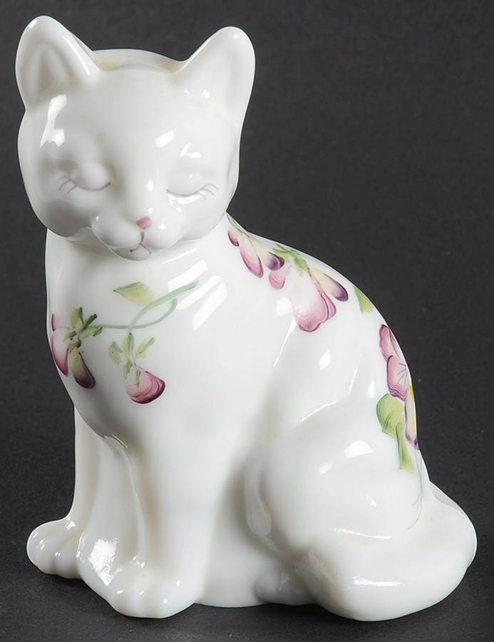 Pansies Cat Figurine by Fenton-1