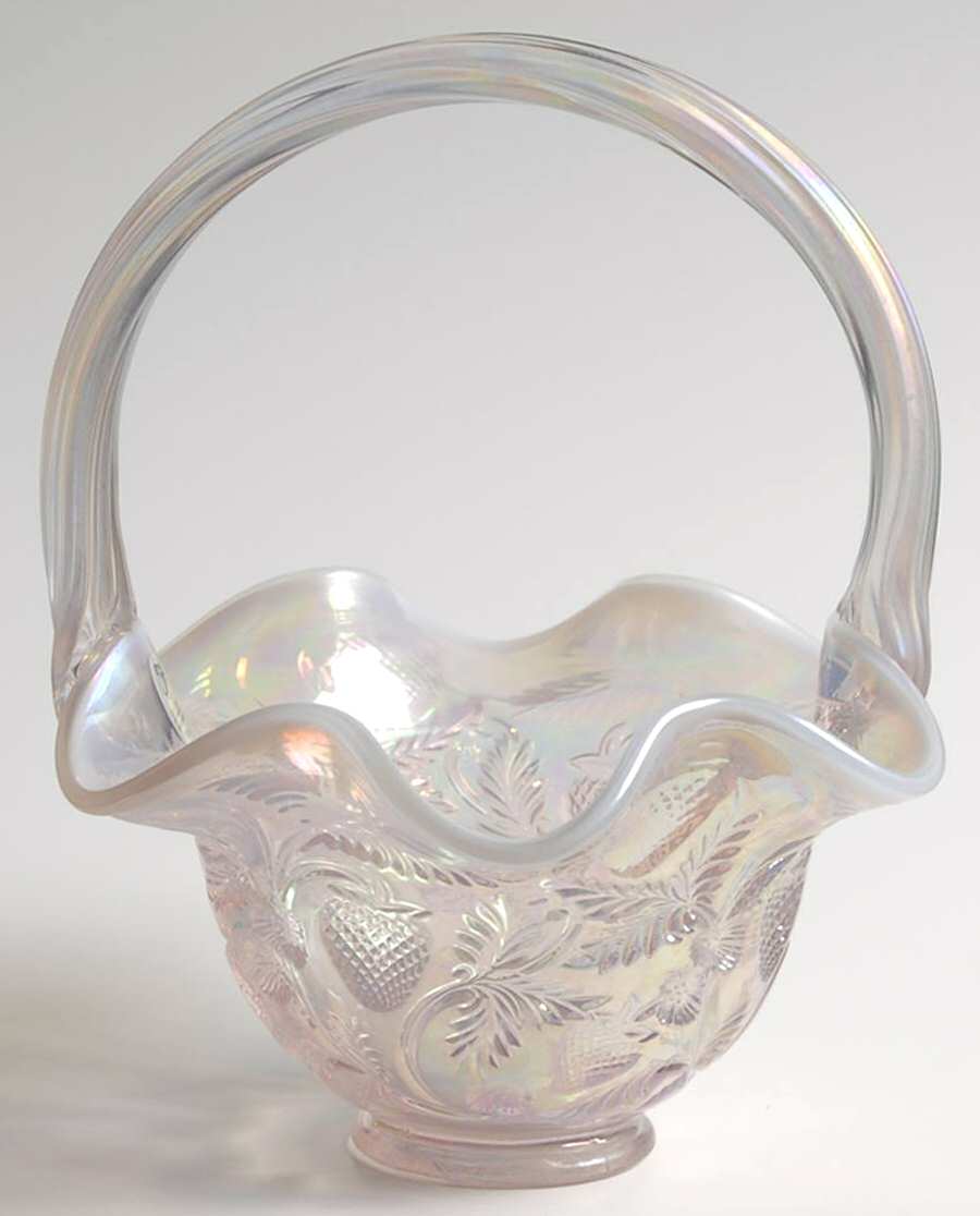 Champagne Satin #C9433PQ Strawberry 8" Basket by Fenton-1
