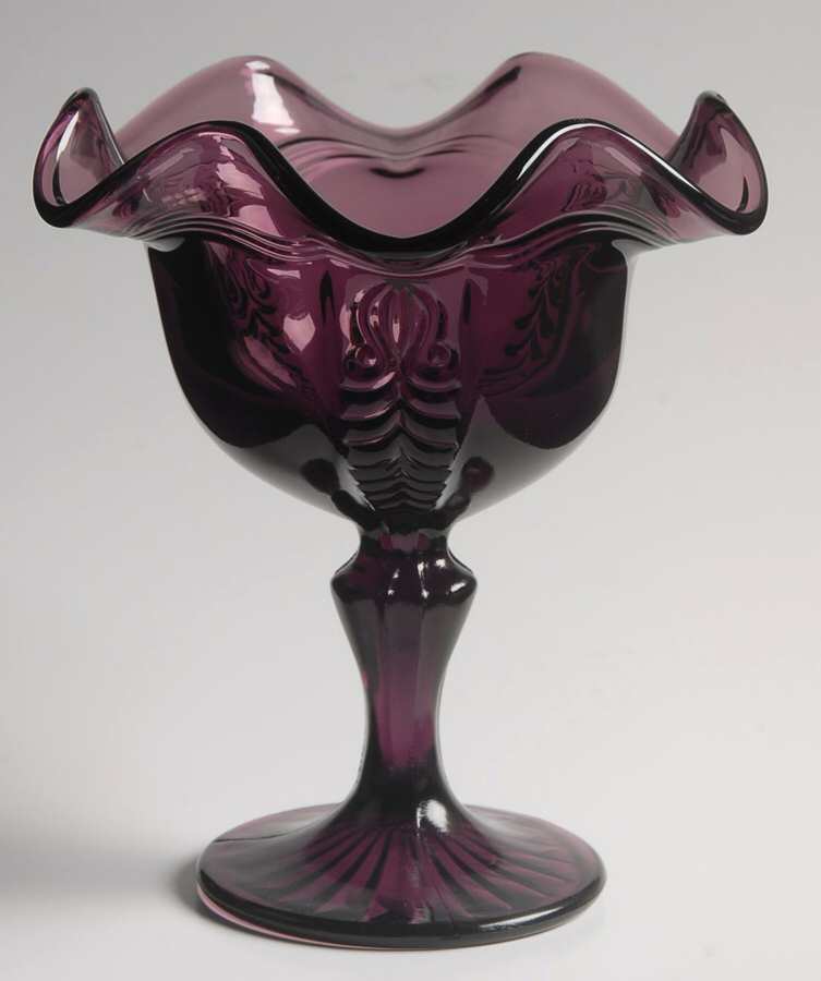 PLUM Round Compote (Height X Width) by Fenton-1