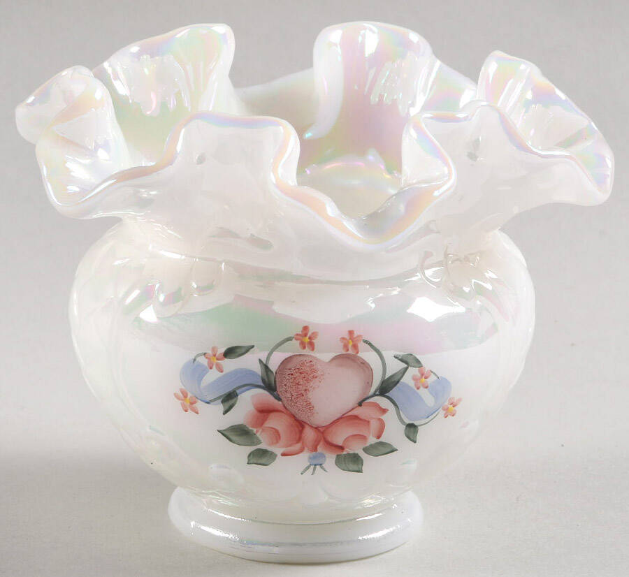 Hearts & Flowers 4" Flower Vase by Fenton-1