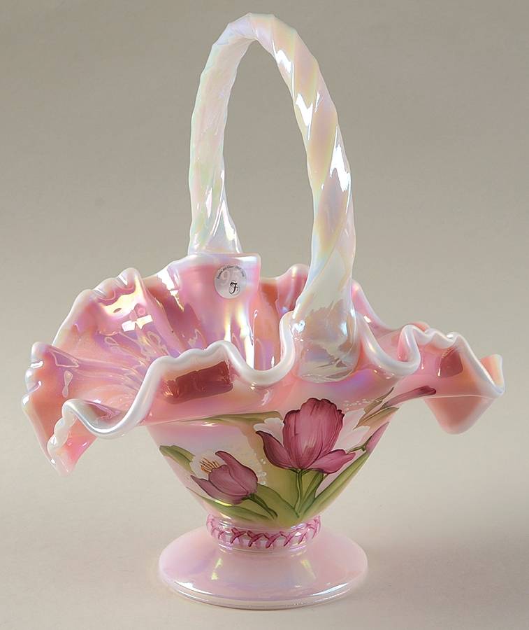 Fenton Baskets #CV282TR Crests 8" Basket by Fenton-1