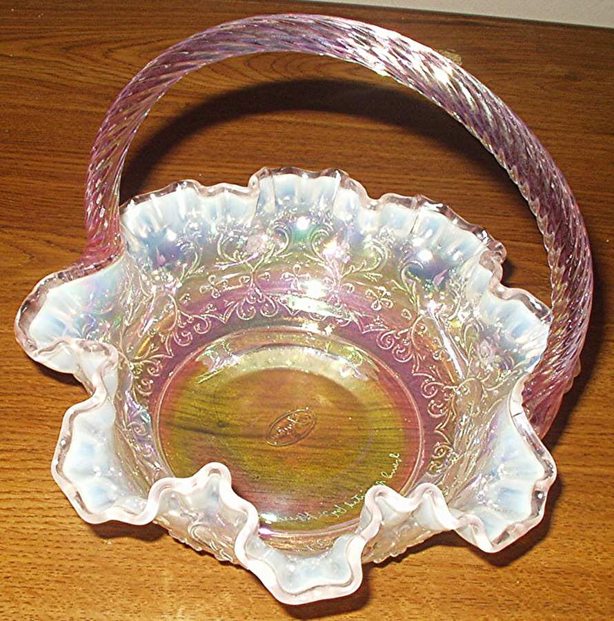 Fenton Baskets #C35388D Spanish Lace 8" Basket by Fenton-1