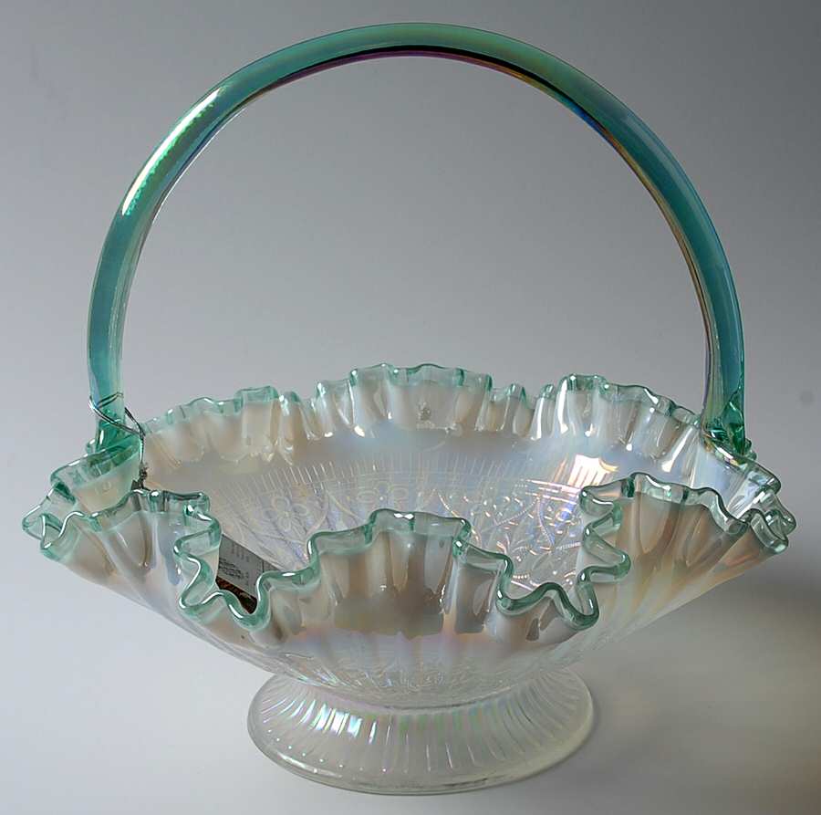 Fenton Baskets #C5488FR Heart and Flowers 10" Basket by Fenton-1
