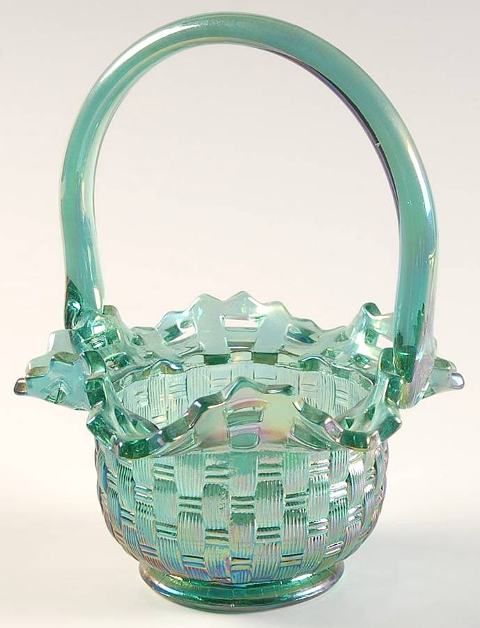 Fenton Baskets #C8335SI Basketweave Open Edge 7" Basket by Fenton-1