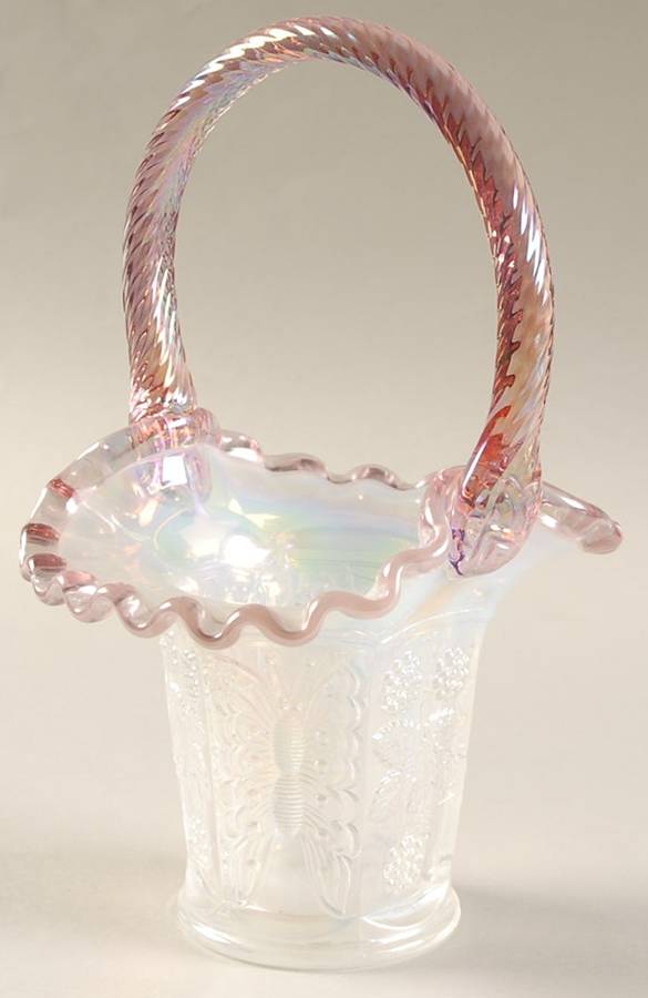 Fenton Baskets #C9134FD Butterfly and Berry 7" Basket by Fenton-1