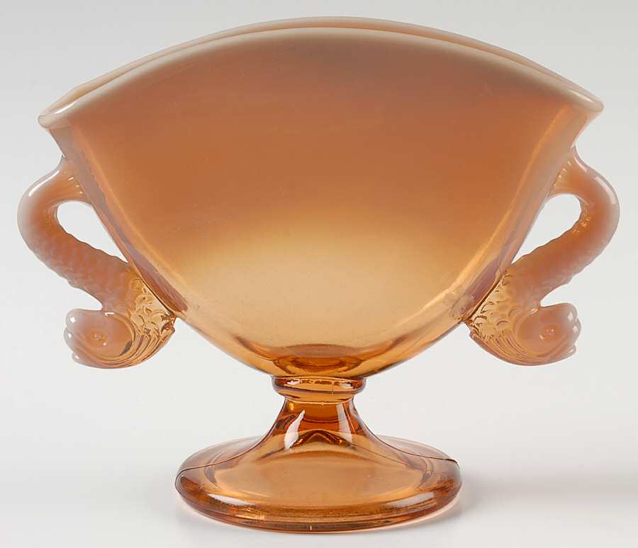 Dolphin Cameo (Opalescent) 6" Fan Vase by Fenton-1
