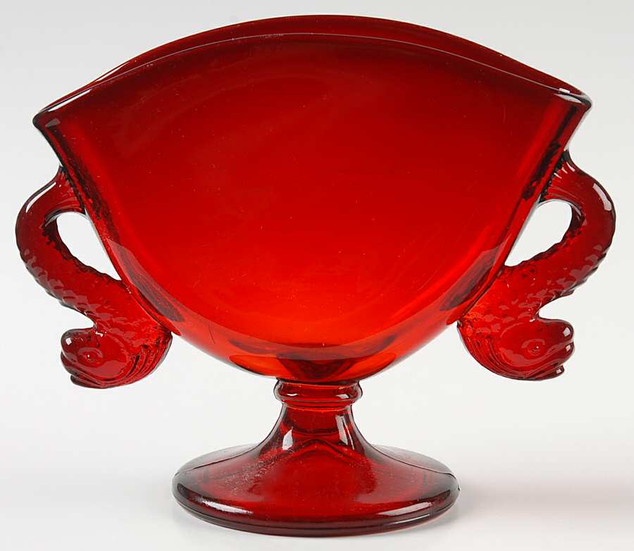 Dolphin Ruby 5" Fan Vase by Fenton-1