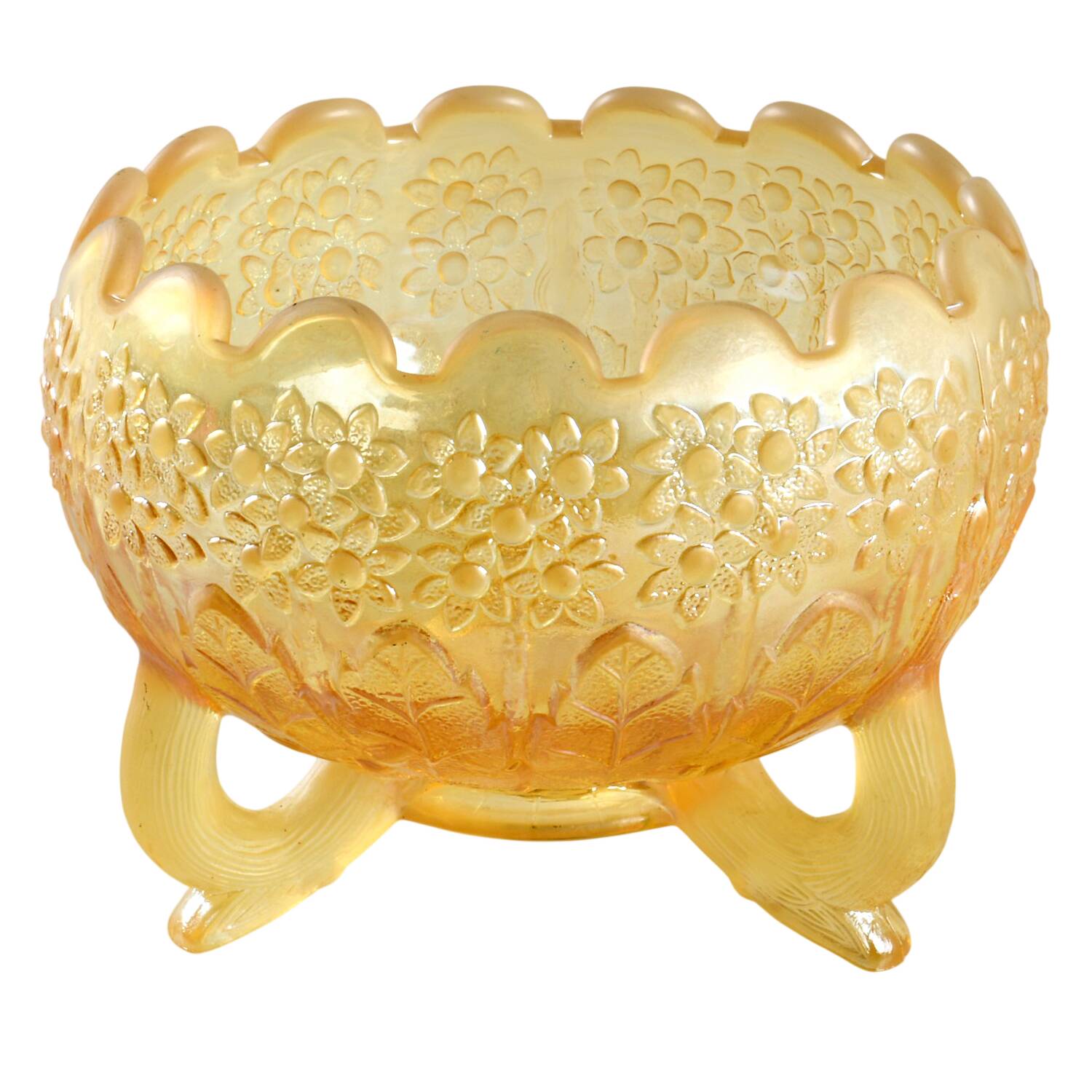 Topaz Opalescent (Non Iridized) Three Toed Cupped Bowl by Fenton-1