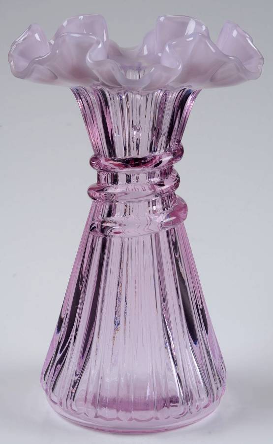 Rosemilk Opalescent 7" Flower Vase by Fenton-1