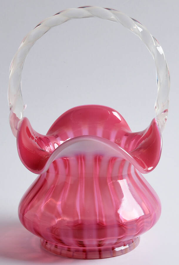 Cranberry Opalescent #C2932Z2 8" Basket by Fenton-1
