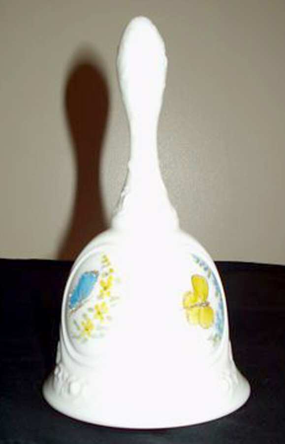 Butterflies (Milk Glass) Medallion Bell by Fenton-1