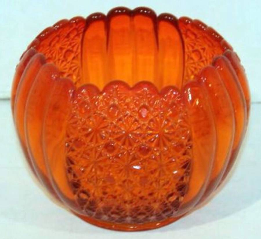 Daisy and Button Colonial Orange 7" Cupped Bowl by Fenton-1