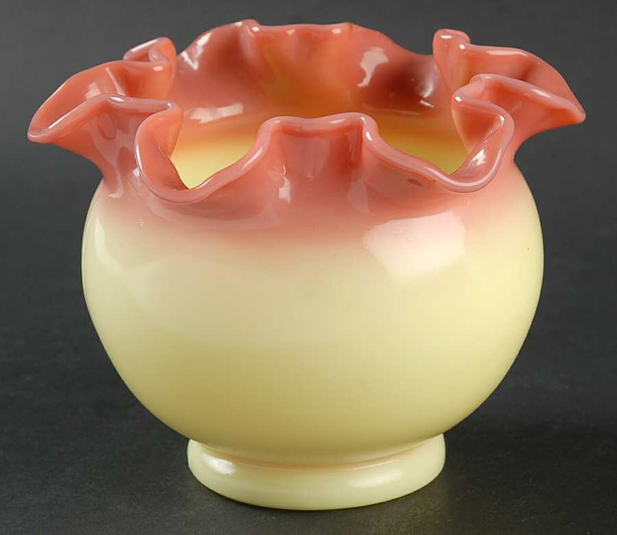Burmese Glossy 3" Double Crimped Vase by Fenton-1
