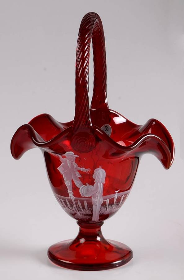 Mary Gregory Ruby #6335WS Mary Gregory 10" Basket by Fenton-1
