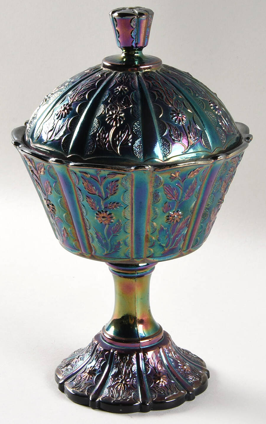 Amethyst Carnival Original Formula (Newer) Footed Candy Dish & Lid by Fenton-1