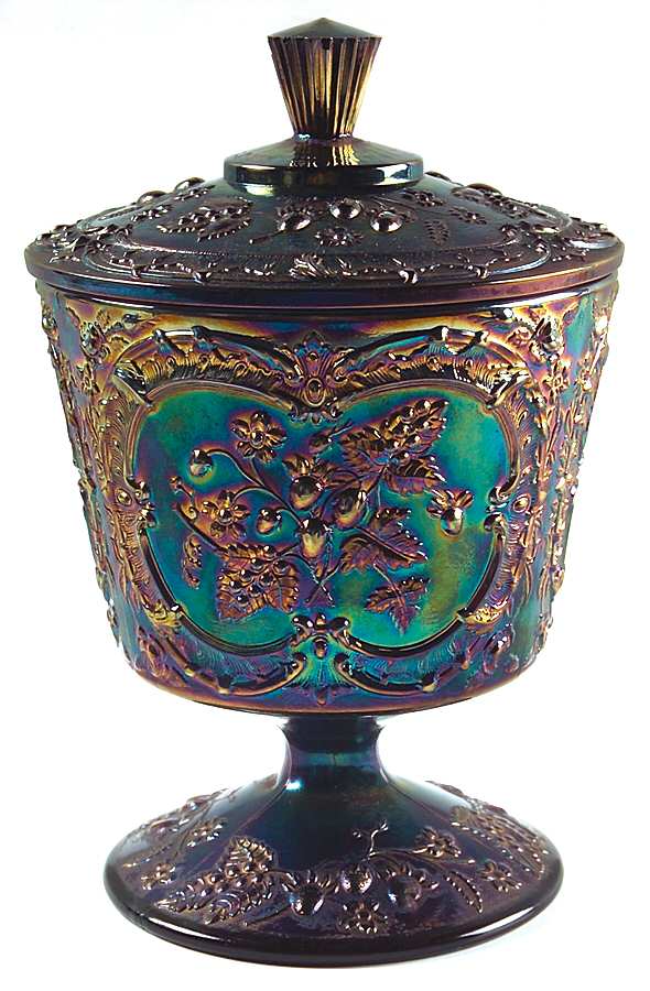 Amethyst Carnival Original Formula (Newer) #9088 Wild Strawberry Candy Jar & Lid by Fenton-1