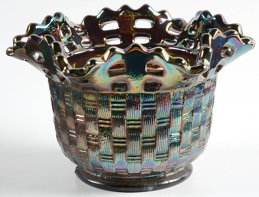 Amethyst Carnival Original Formula (Newer) Basket Bowl by Fenton-1