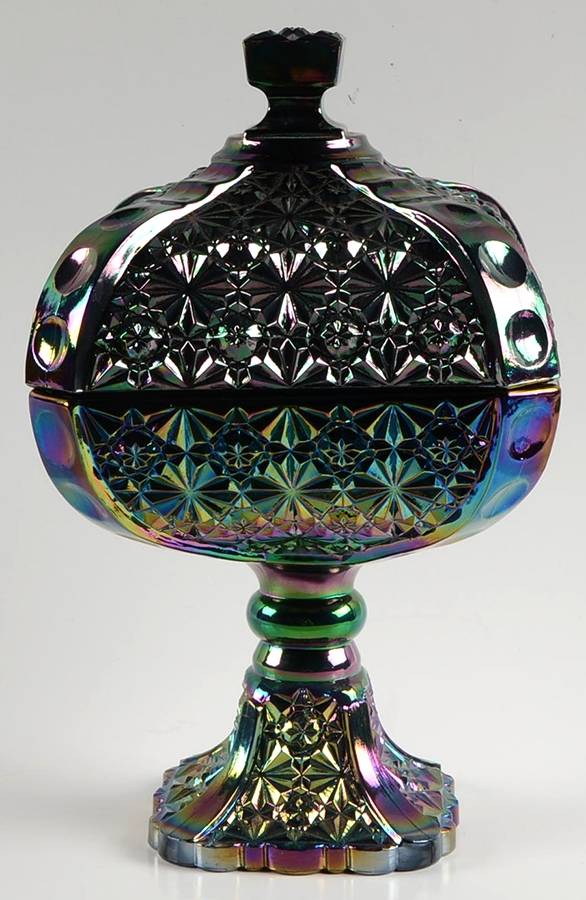 Amethyst Carnival Original Formula (Newer) Footed Candy Dish & Lid by Fenton-1