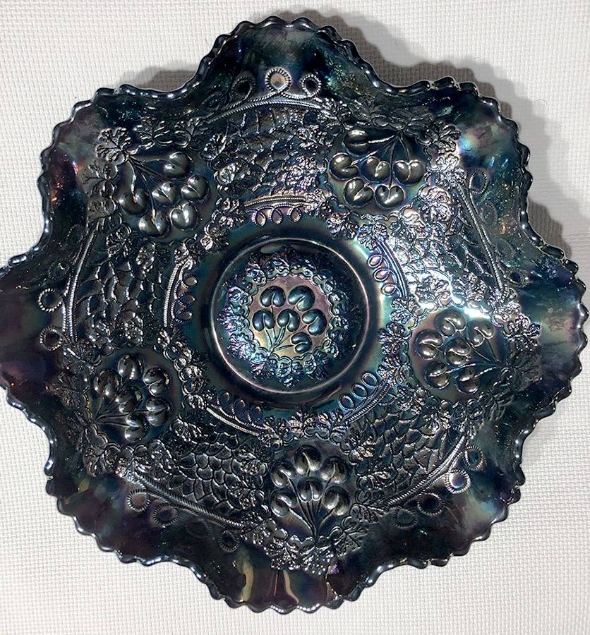 Amethyst Carnival Original Formula (Newer) 10" Round Crimped Bowl by Fenton-1