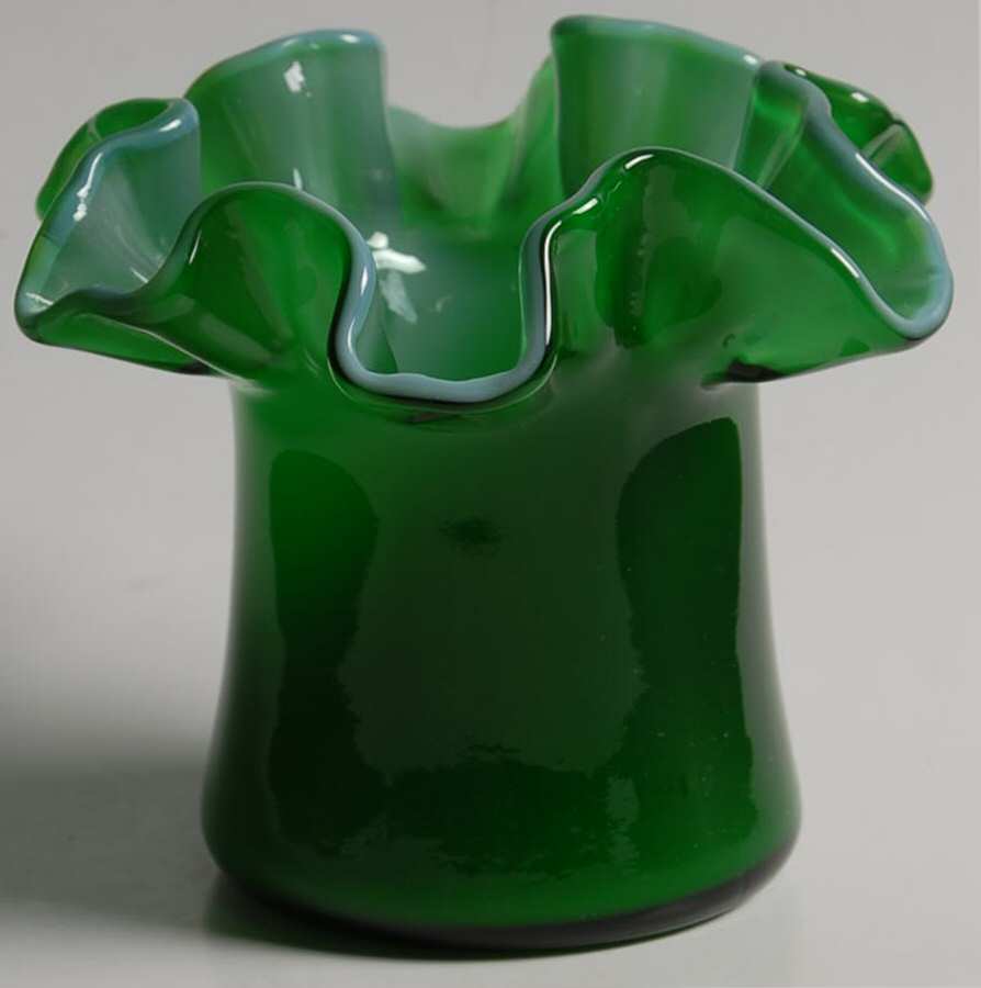 Ivy Overlay 3" Double Crimped Vase by Fenton-1