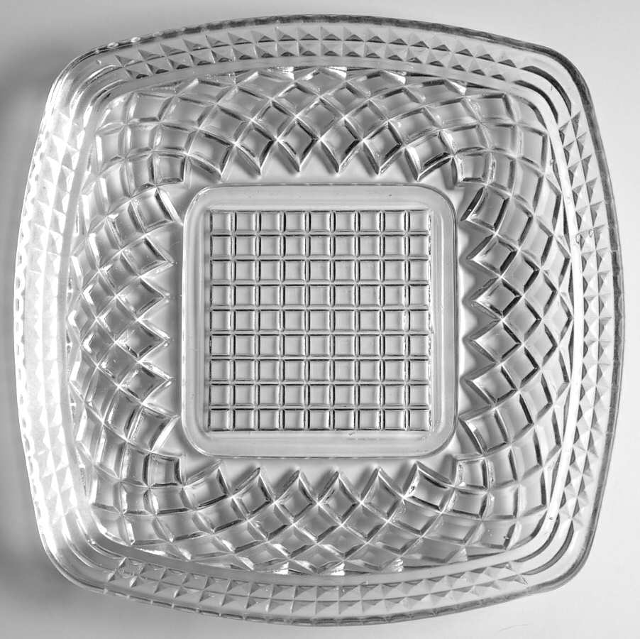 Diamond Lattice 9" Square Plate by Federal Glass -1