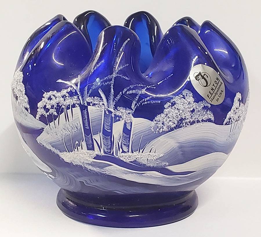 Canaan Valley on Cobalt Rose Bowl by Fenton-1