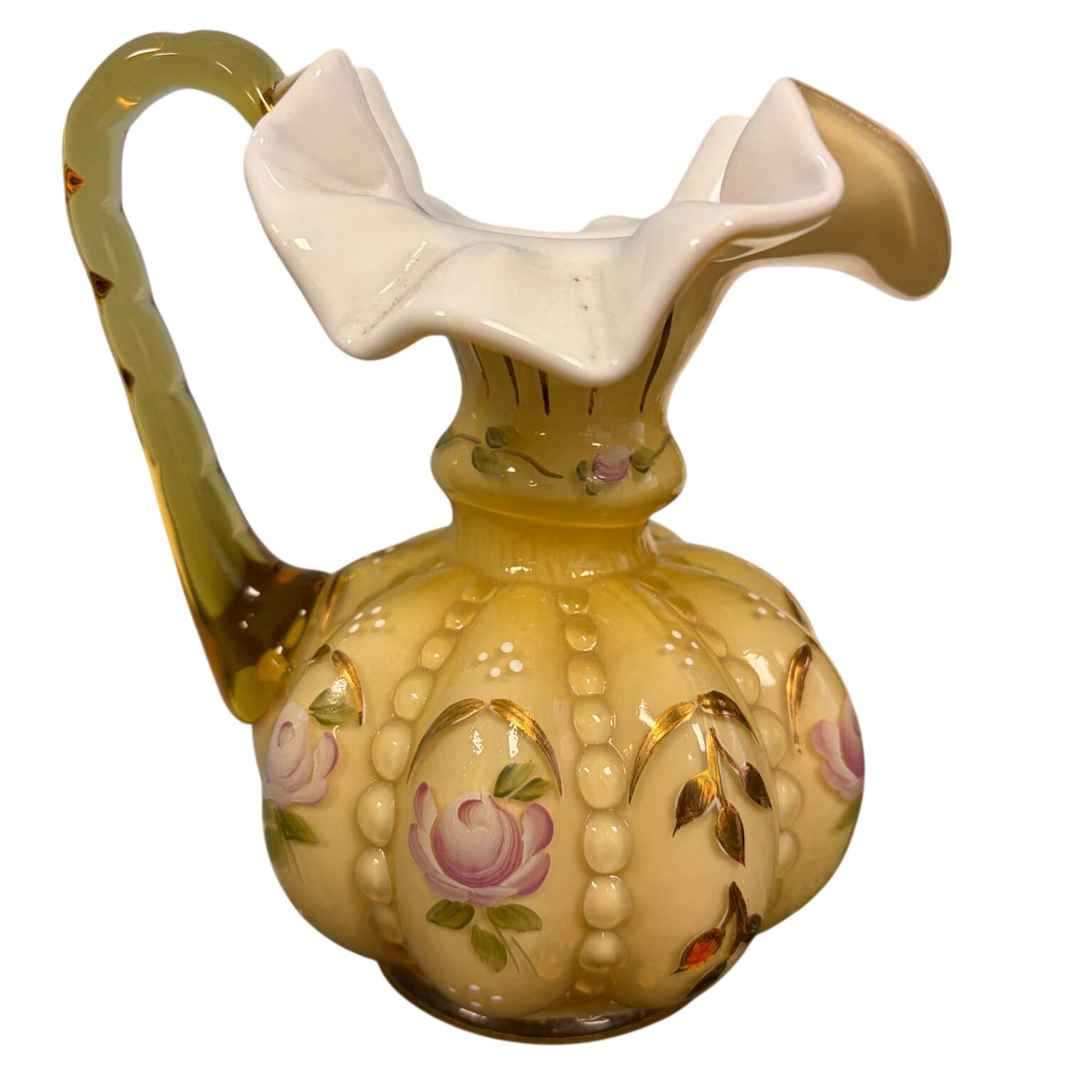 Qvc Exclusives 5" Handled Beaded Jug by Fenton-1