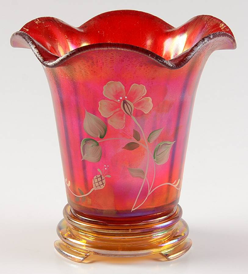 Qvc Exclusives #C09618/CV535 F6 100th Anniversary Flip Vase&Stand by Fenton-1