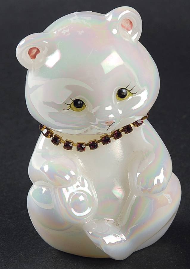 Qvc Exclusives #5151/C1240 Bear w/February Birthstone Necklace by Fenton-1