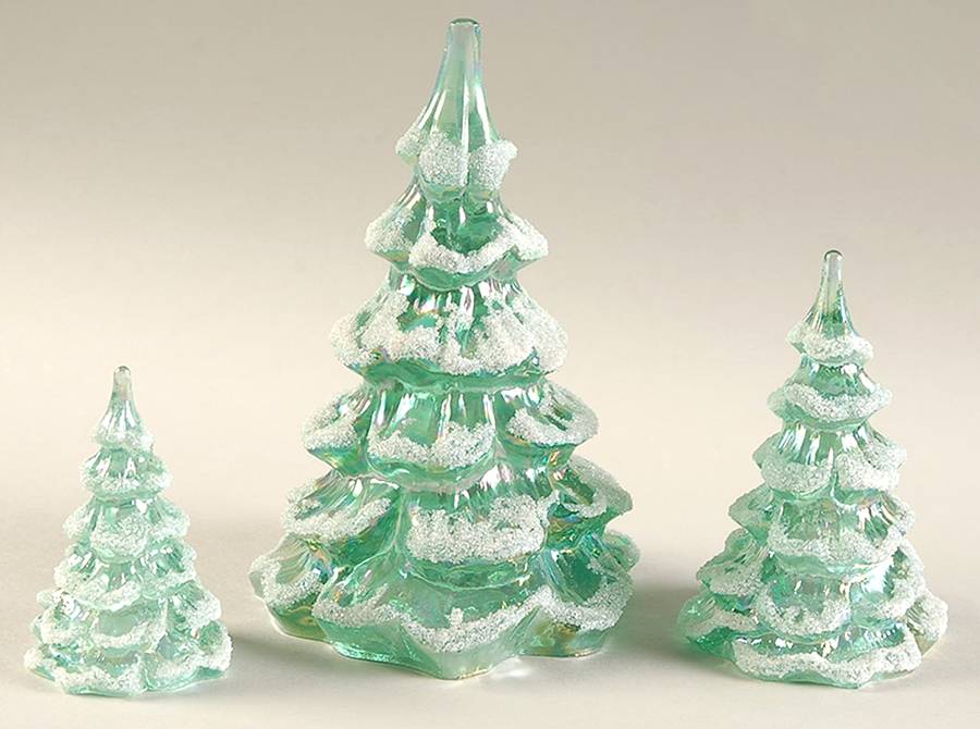Qvc Exclusives #C15301 (C5550 E9) 3 Piece Christmas Trees Set by Fenton-1