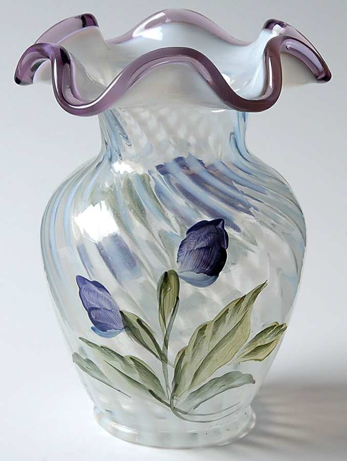 Lavender Petals 5" Crimped Vase by Fenton-1