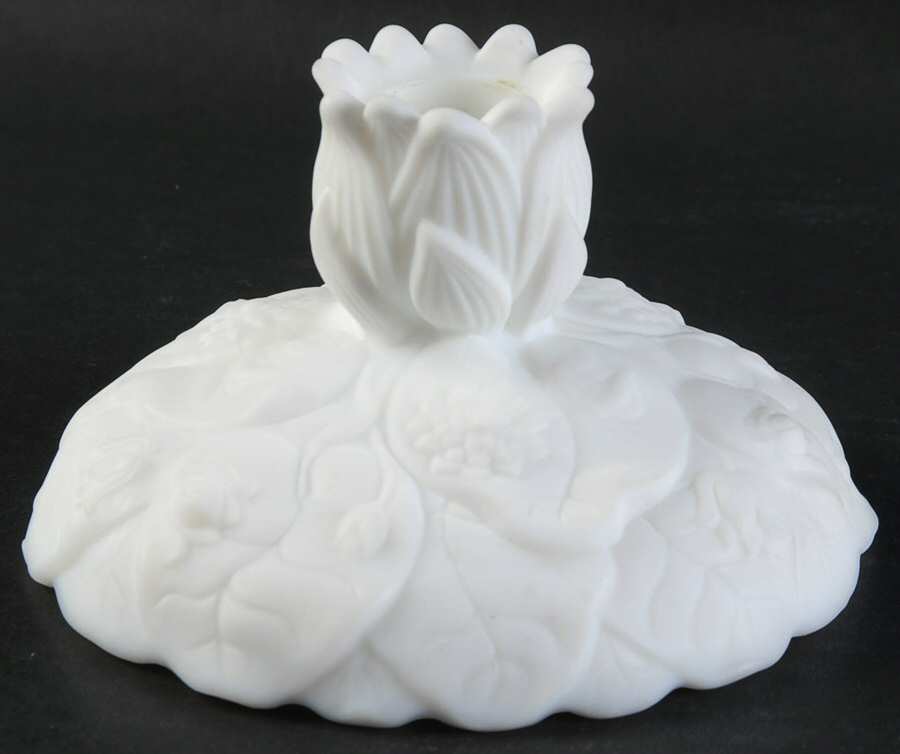 White Satin Single Light Candlestick by Fenton-1