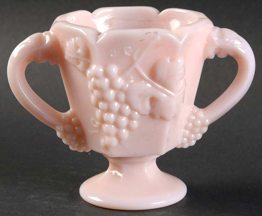 Vintage Pink (Peach) (Milkglass) Open Sugar by Fostoria-1