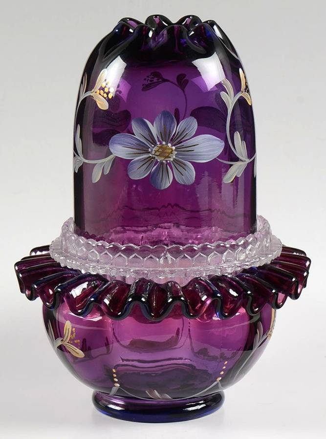 Colonial Scroll on Royal Purple (3 Piece) Fairy Lamp by Fenton-1