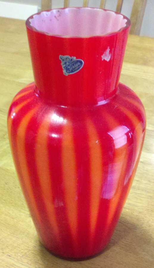 Plated Amberina 10" Flower Vase by Fenton-1
