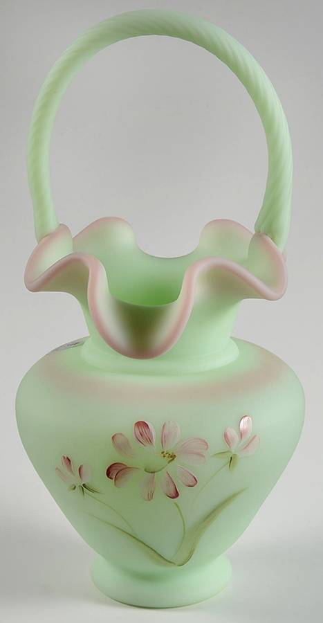 Daisy Butterfly on Lotus Mist #6531 10" Basket by Fenton-1