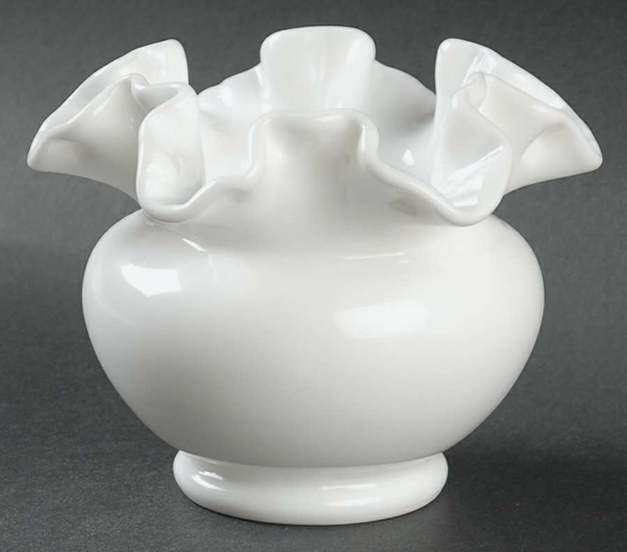Milk Glass 3" Double Crimped Vase by Fenton-1