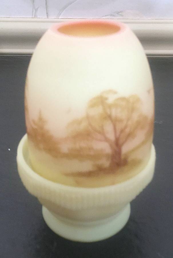 Tree Scene (Scene) Burmese (2 Piece) Fairy Lamp by Fenton-1