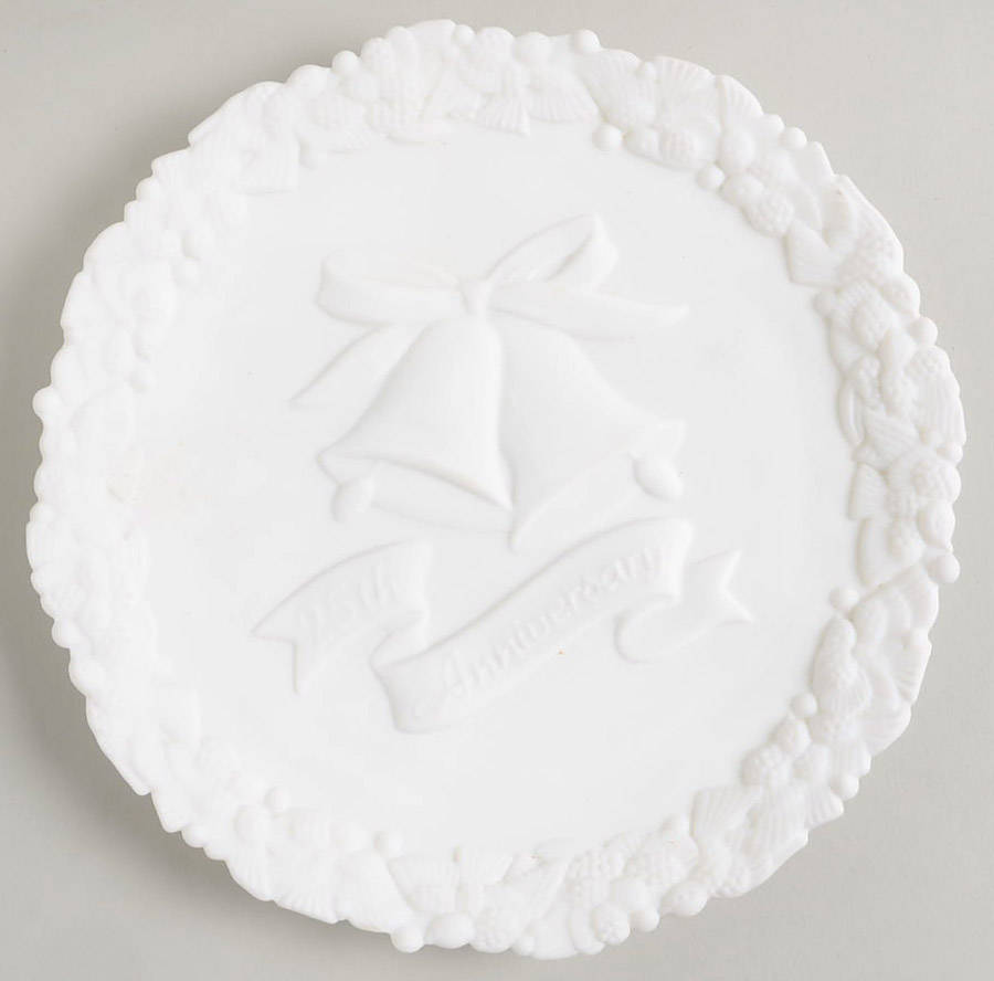 White Satin Anniversary Plates 25th Anniversary Plate by Fenton-1
