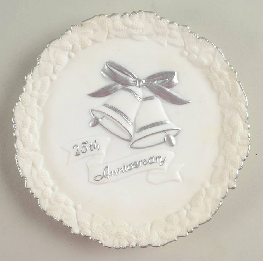 White Satin Anniversary Plates 25th Anniversary Plate by Fenton-1