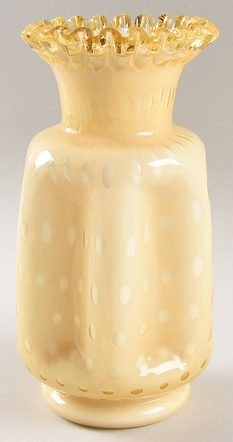 Bubble Optic Amber (Honey) 8" Double Crimped Vase by Fenton-1