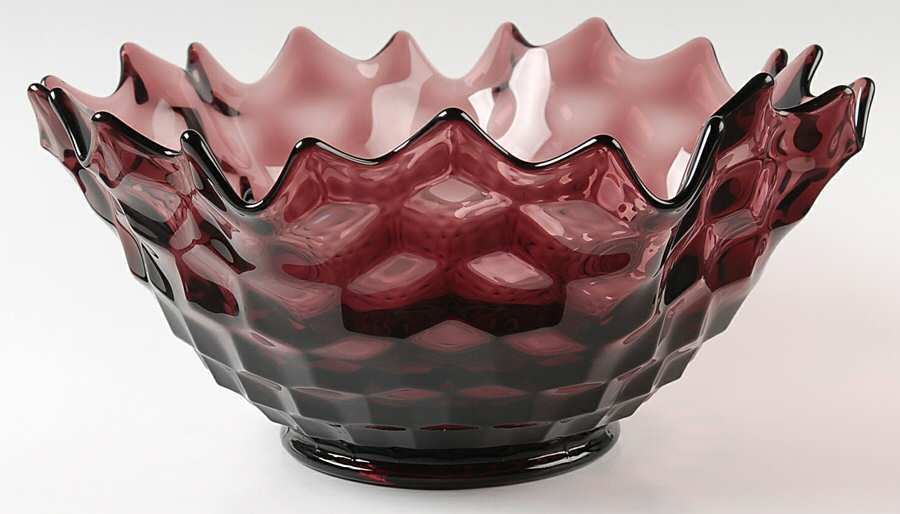 American Clear (Stem 2056) 11" Round Plum Whimsey Crimped Bowl by Fostoria-1
