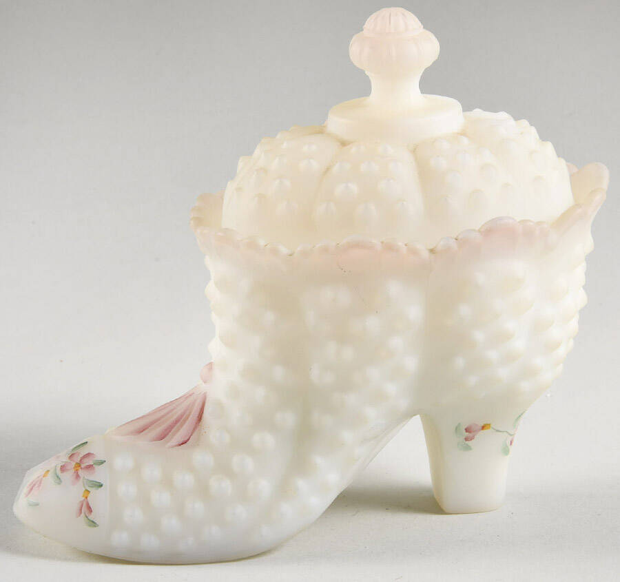 Animals and Figurines (Decorated, Not in Line) Slipper & Lid by Fenton-1