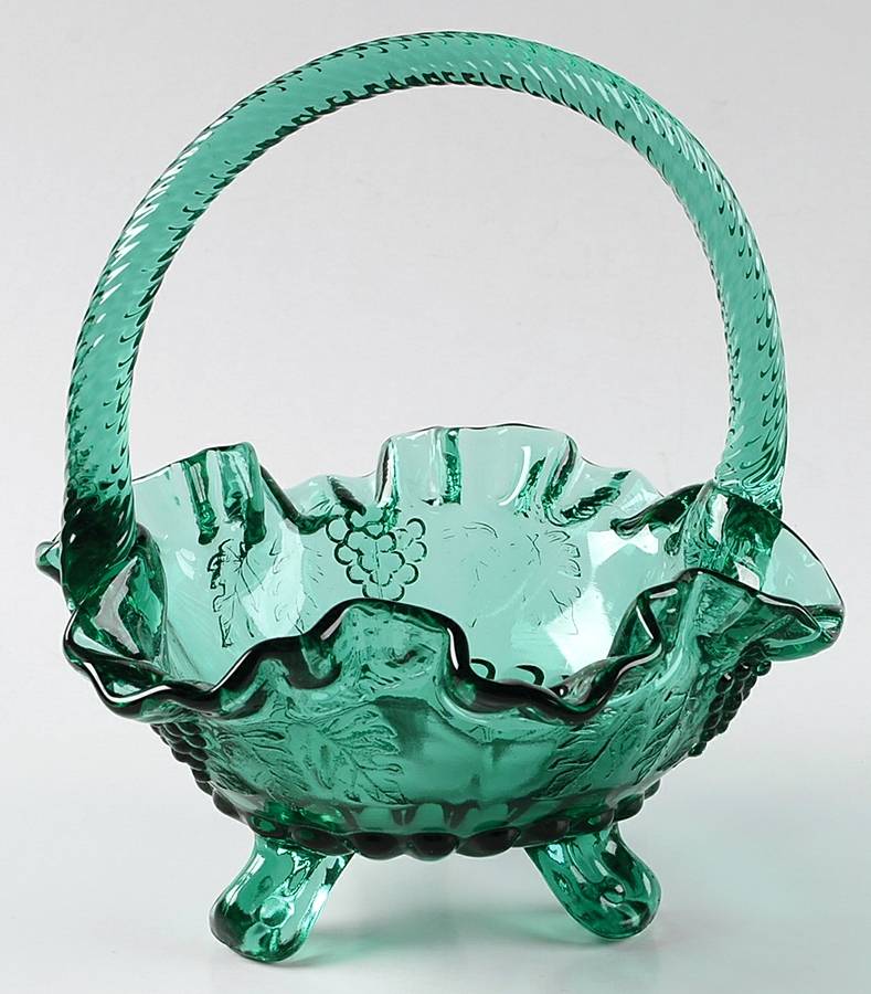 Spruce Green #5738 3-Toed Grape 7" Basket by Fenton-1