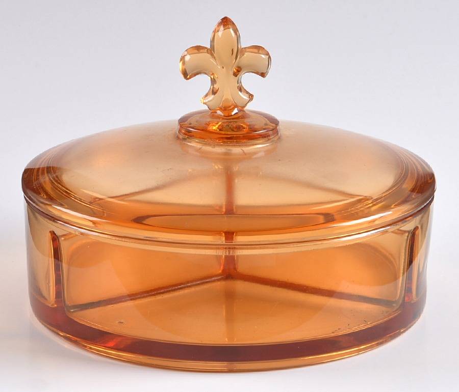 2331 Amber 3-Part Candy Dish with Lid by Fostoria-1