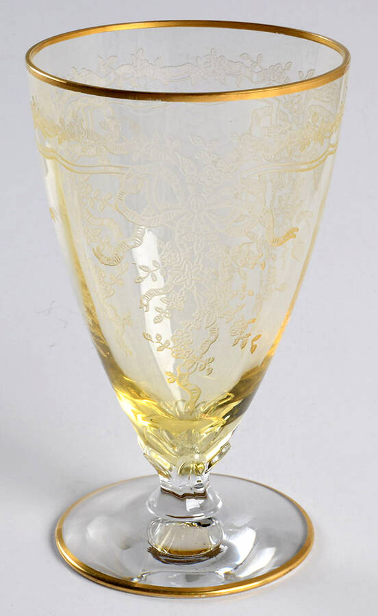 June Topaz-Yellow (Gold Trim) 9 Oz Footed Tumbler by Fostoria-1